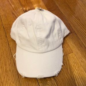 White Distressed Baseball Hat